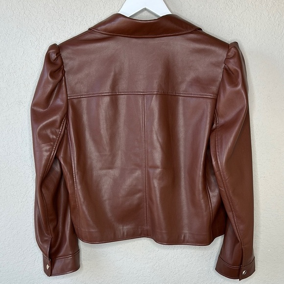 Chico's Faux Leather Cropped Moto Jacket in Chocolate Brown Size 14 (2.5) - Picture 6 of 15